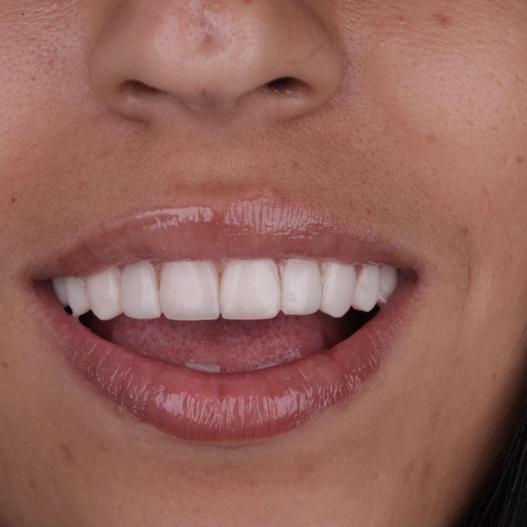 Formato dos dentes corrigido com lente de contato dental