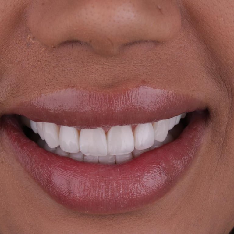 Dentes espaçados corrigidos com lente de contato dental